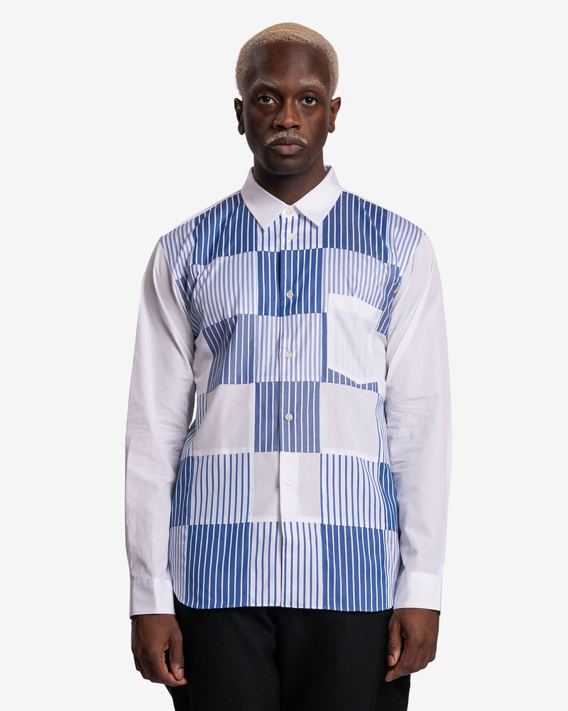 Square Paneled Stripe Shirt in White