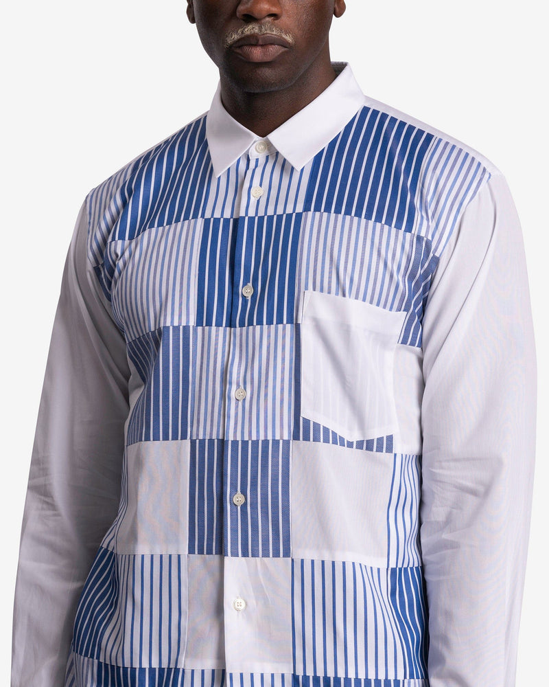 Square Paneled Stripe Shirt in White