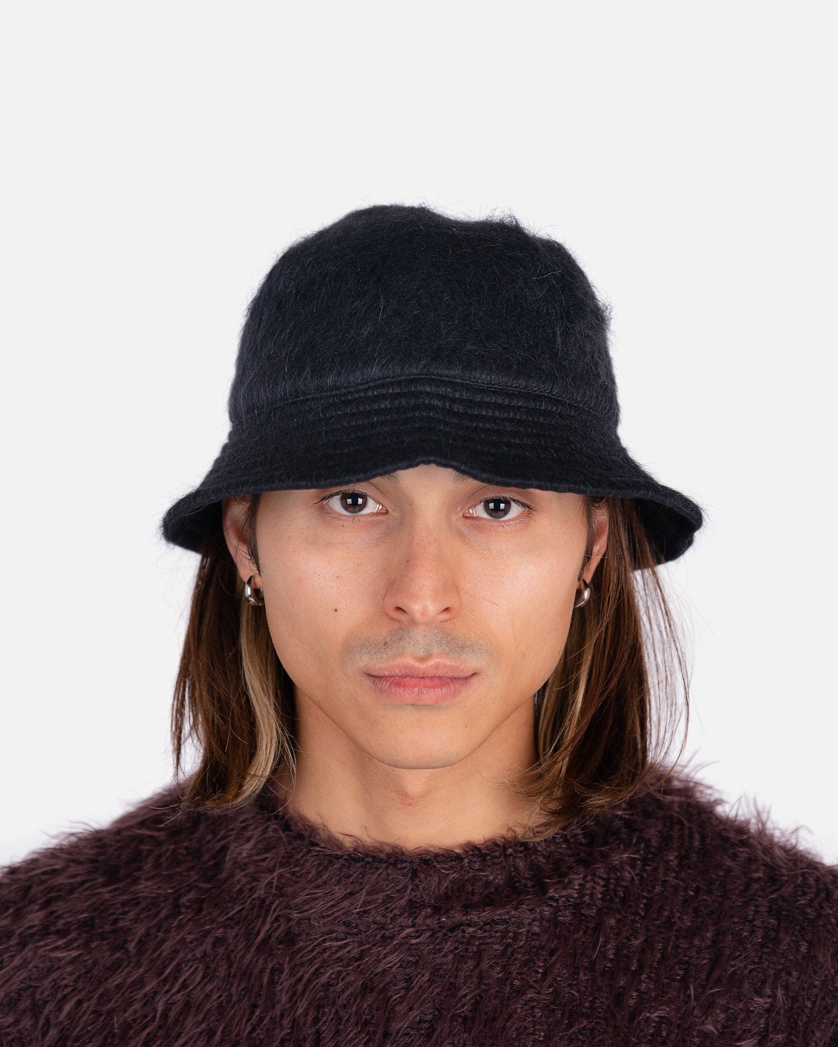 Bucket Hat in Black Mohair SVRN