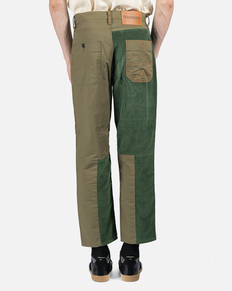 Cropped Patchwork Fatigue Trousers in Khaki